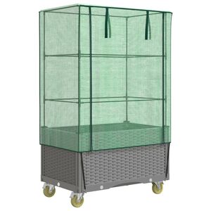 vidaXL Visoka greda s prevleko in kolesi videz ratana 80x50x182 cm