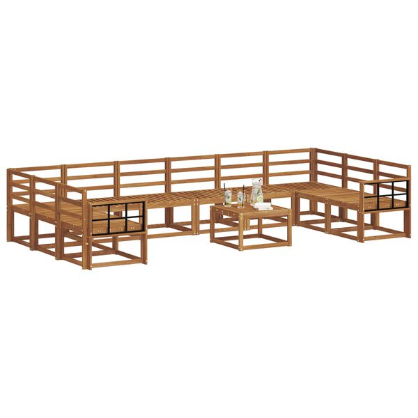 vidaXL Zunanja garnitura za sedenje 11 pcs Naravna Masiven les akacije