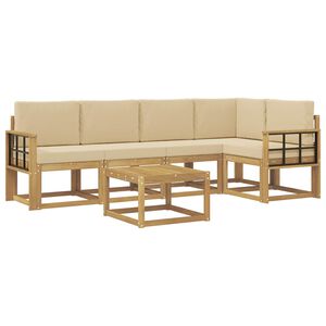 vidaXL Zunanja garnitura za sedenje z blazino 6 pcs Bela in bež
