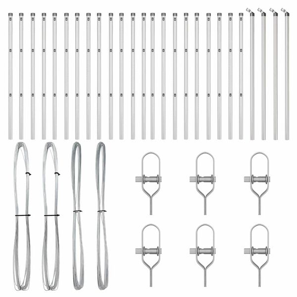 vidaXL Steber ograje. Drugo 26 pcs Siva 3,2 x 3,2 x 80 cm Jeklo