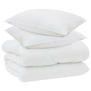 vidaXL Zimska posteljnina z blazino 3 pcs Bela Mikrovlakna
