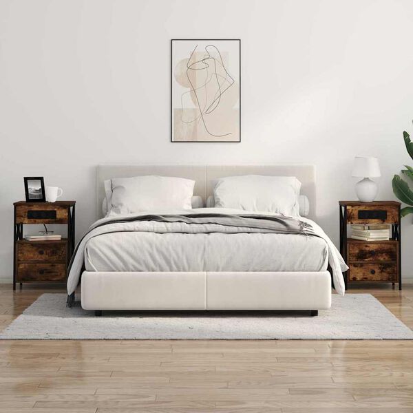 vidaXL Nočna omarica Dimljeni oreh 40 x 31 x 60 cm Konstruiran les