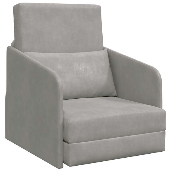 vidaXL Sofa postelja Svetlo siva 65 x 80 x 83 cm Žamet