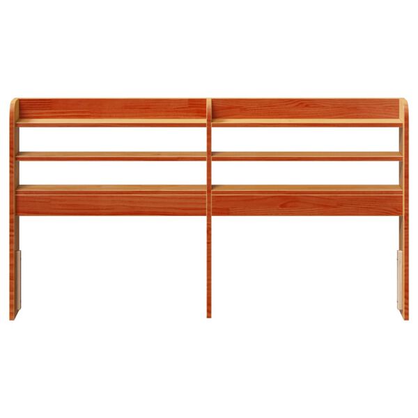 vidaXL Vzglavje s policami voščeno rjava 160 cm trdna borovina