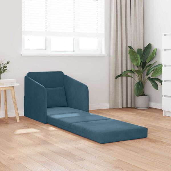 vidaXL Sofa postelja Modra 65 x 80 x 83 cm Žamet