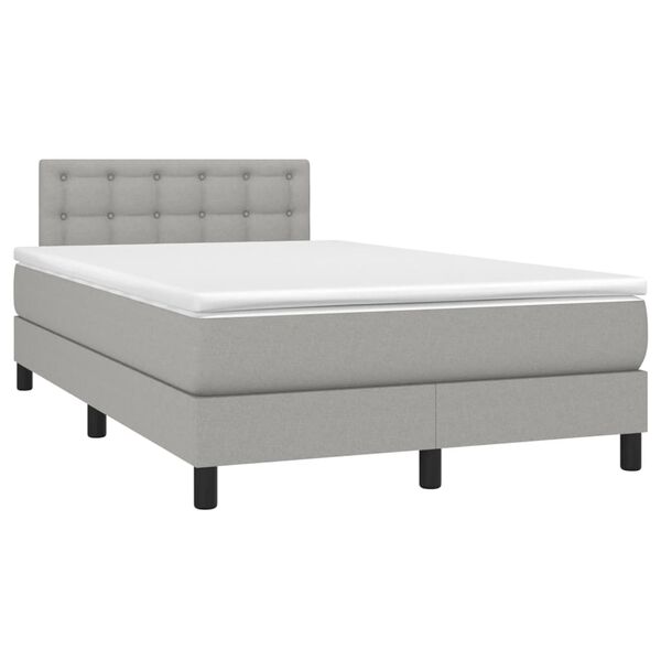 vidaXL Boxspring postelja z vzmetnico svetlo siva 120x190 cm blago