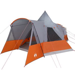 vidaXL Teepee &scaron;otor za 8 oseb Siva in oranžna 720 x 465 x 295 cm