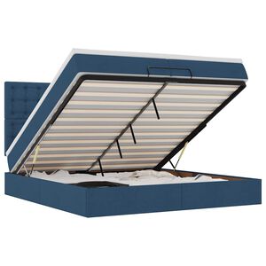 vidaXL Otomanski posteljni okvir z vzmetnicami moder 200x200 cm blago