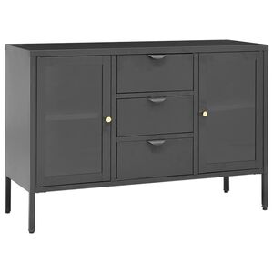 vidaXL Stranska omarica antracitna 105x35x70 cm jeklo in steklo