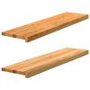 vidaXL Okenske police 2 kosa svetlo rjava 100x30x2 cm trdna hrastovina