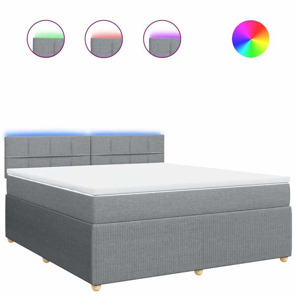 vidaXL Box spring postelja z vzmetnico svetlo siva 180x200 cm blago