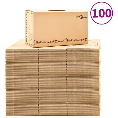 vidaXL Kartonske škatle XXL 100 kosov 60x33x34 cm