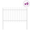 vidaXL Vrtna ograja 9 pcs Bela 15,3 x 1 m Pra&scaron;kasto lakirano jeklo