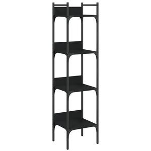 vidaXL Knjižna polica 4-nadstropna črna 35x30x138,5 cm inženirski les