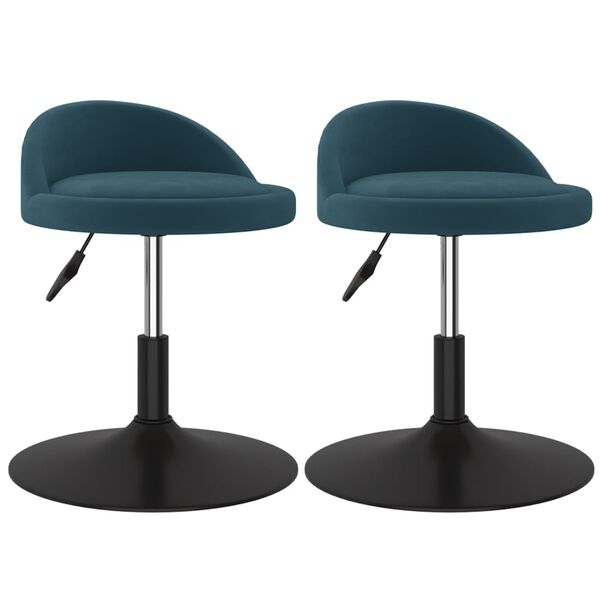 vidaXL Vrtljiv jedilni stol 2 kosa moder žamet