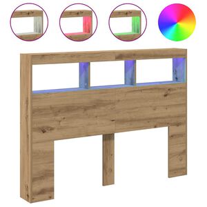 vidaXL Omarica za vzglavje postelje LED artisian hrast 140x17x102 cm