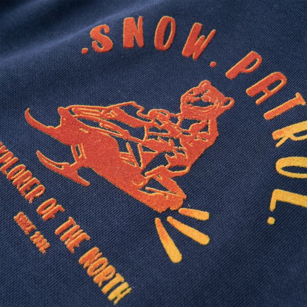 Otroški pulover s kapuco mornarsko melange in oranžna 116