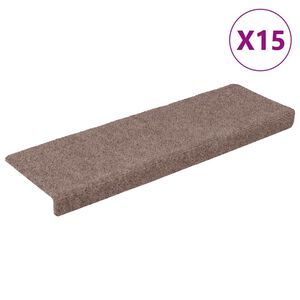 vidaXL Stopni&scaron;čne preproge samolepilne 15 kosov 65x21x4 cm svetlo rjave barve s pravokotnim robom