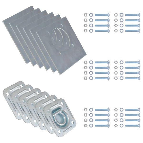 vidaXL Privezni obroči za prikolico 6 kosov pocinkano jeklo 2000 kg