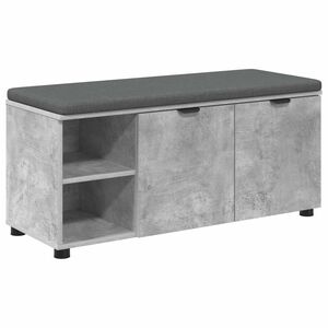 vidaXL Haldna klop z blazino s polico Beton Siva 100 x 38 x 46 cm