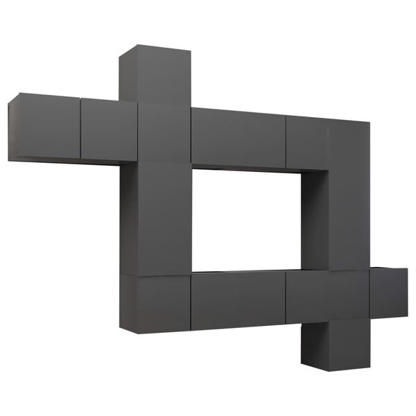 vidaXL Komplet TV omaric 10-delni siva iverna plo&scaron;ča