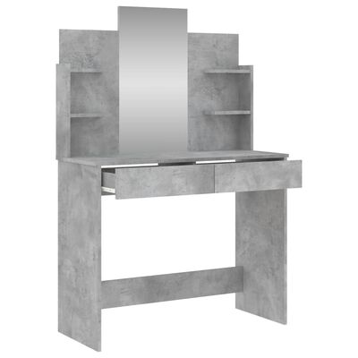 vidaXL Toaletna mizica z ogledalom betonsko siva 96x39x142 cm