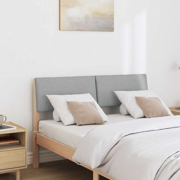 vidaXL Tapecirano vzglavje Svetlo siva 120 cm Masivno borovo les