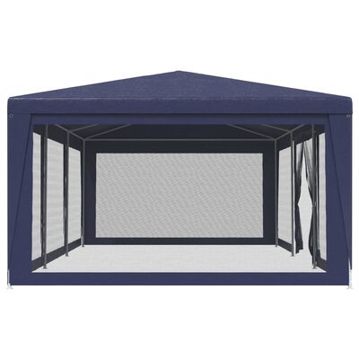 vidaXL Vrtni šotor z 8 mrežastimi stranicami moder 9x4 m HDPE