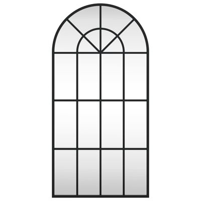 vidaXL Stensko ogledalo črno 40x80 cm obokano železo