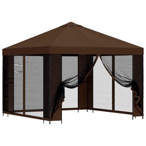 vidaXL Vrtni gazebo s stranskimi stenami 3 x 3 m Rjava