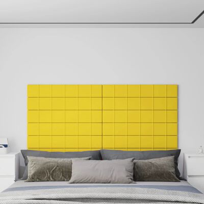 vidaXL Stenski paneli 12 kosov svetlo rumeni 90x15 cm blago 1,62 m²