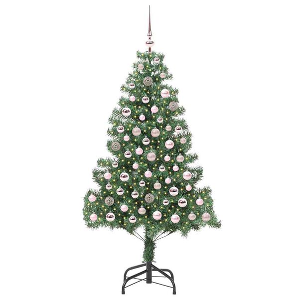 vidaXL Božično drevo med 300 LED z stojalom Zelena 180 cm PVC