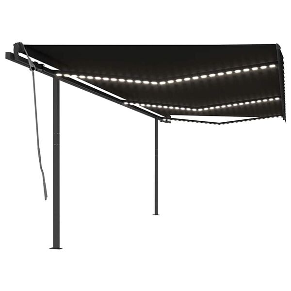 vidaXL Avtomatska tenda LED + senzor 6x3 m antracitna