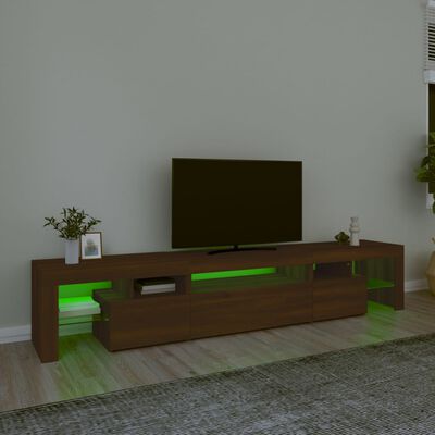 vidaXL TV omarica z LED lučkami rjav hrast 215x36,5x40 cm