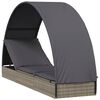 vidaXL Vrtna postelja s streho siva 211x57x140 cm poli ratan