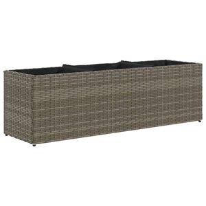 vidaXL Vrtno cvetlično korito s 3 lonci siva 105x30x32 cm poli ratan