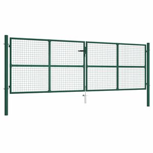 vidaXL Vrtna mrežasta vrata iz jekla 400 x 125 cm zelena