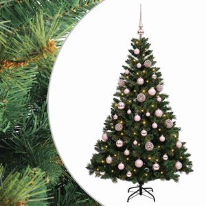 vidaXL Umjetno božično drevo z okrasnimi kroglami 120 cm 150 LED