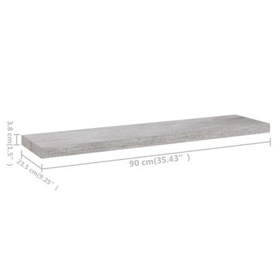 vidaXL Stenske police 4 kosi betonsko sive 90x23,5x3,8 cm MDF