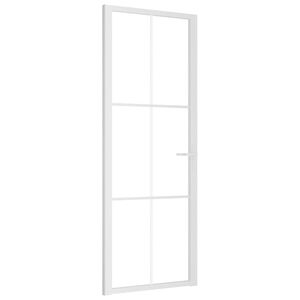 vidaXL Notranja vrata 76x201,5 cm bela ESG steklo in aluminij