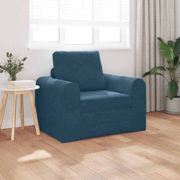 vidaXL Sofa postelja Modra 98 x 71 x 83 cm Žamet