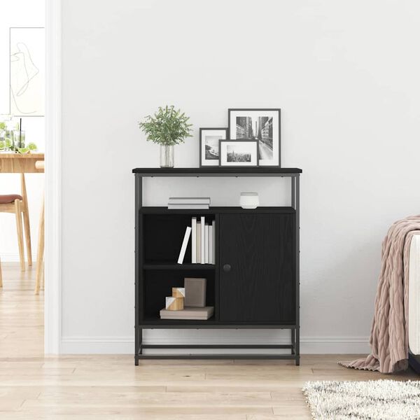 vidaXL Strani &scaron;al Črna Orehovina 69 x 35 x 80 cm Konstruiran les