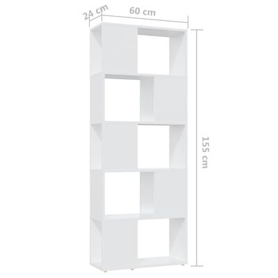 vidaXL Knjižna omara za razdelitev prostora bela 60x24x155 cm