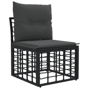 vidaXL Modularni zunanji sofa brez naslonov Črna poli ratan