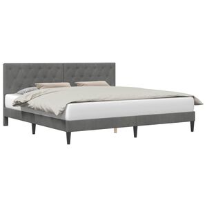 vidaXL Konstrukcija postelje z vzglavjem Temno siva 180 x 200 cm Žamet
