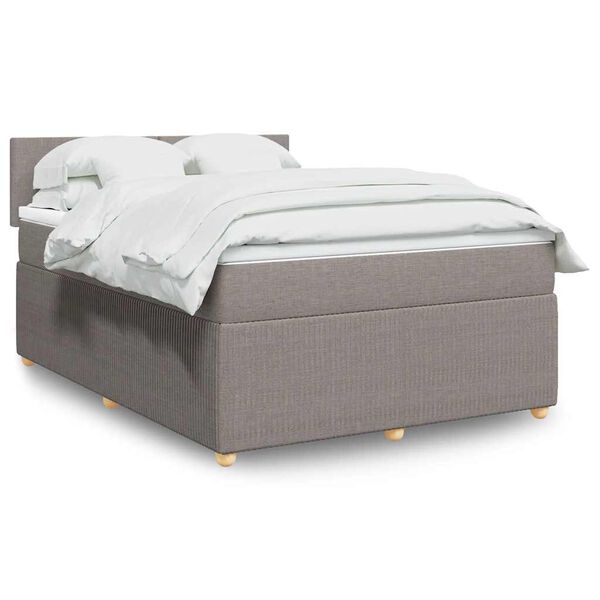 vidaXL Box spring postelja z vzmetnico taupe 160x200 cm blago