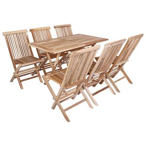vidaXL Set vrtn furniture 7 kos Naravna Trden tikov les