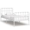 vidaXL Posteljni okvir z letvenim dnom bel kovinski 90x200 cm