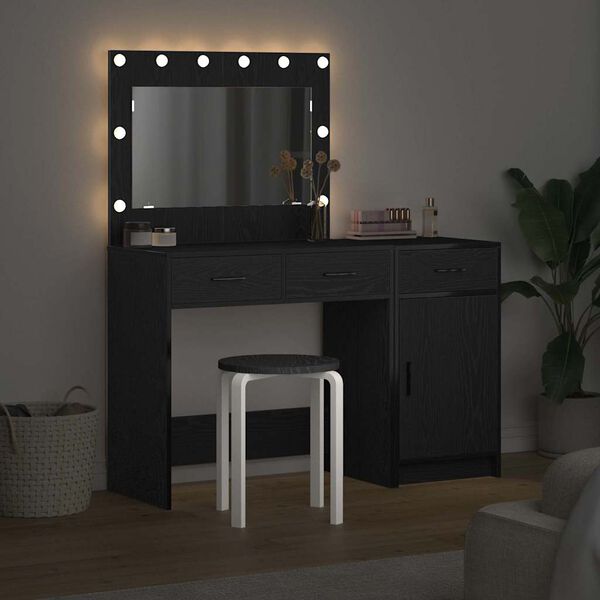 vidaXL Toaletna mizica 2 pcs Črna 40 x 41 x 75 cm Konstruiran les