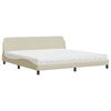 vidaXL Postelja z vzmetnico Dover krem 200x200 cm blago